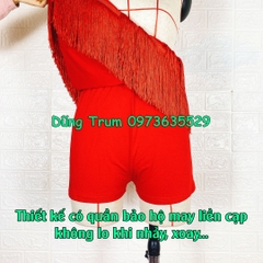 Chân Váy Khiêu Vũ Cao Cấp Tua Rua 3 Tầng Chéo Nhảy Latin Cực Đẹp