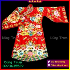 Áo Mẫu hầu đồng vải gấm cao cấp thêu chỉ ngũ sắc kim sa cực đẹp