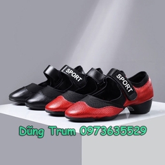 Giày Khiêu Vũ Quai Dán Da Cao Cấp Nhảy DanceSport Cực Đẹp