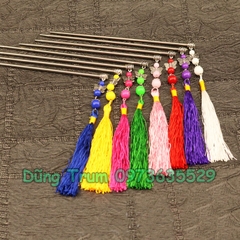 Trâm cài tua rua cổ trang hầu đồng trang trí đủ màu