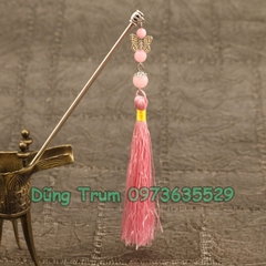 Trâm cài tua rua cổ trang hầu đồng trang trí đủ màu