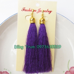 Bông tai tua rua dài 10cm kẹp tai không cần lỗ