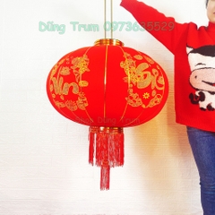 Đèn Lồng Đỏ Vải Nhung treo Tết chữ Chúc Mừng Năm Mới Vạn Sự Như Ý đủ kích thước
