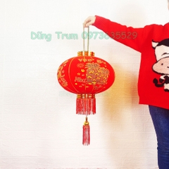Đèn Lồng Đỏ Vải Nhung treo Tết chữ Chúc Mừng Năm Mới Vạn Sự Như Ý đủ kích thước