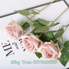 Hoa Hồng Giả Trang Trí Cắm Lọ Hoa Chất Liệu Vải Lụa Thân Lõi Sắt Bọc Nhựa