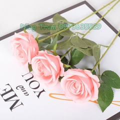 Hoa Hồng Giả Trang Trí Cắm Lọ Hoa Chất Liệu Vải Lụa Thân Lõi Sắt Bọc Nhựa