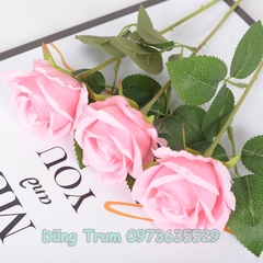 Hoa Hồng Giả Trang Trí Cắm Lọ Hoa Chất Liệu Vải Lụa Thân Lõi Sắt Bọc Nhựa