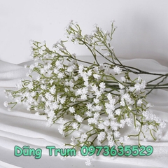 Cành hoa giả trang trí, hoa Gypsophila 3 nhánh lớn cao 52cm cắm lọ hoa
