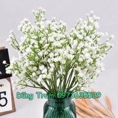 Cành hoa giả trang trí, hoa Gypsophila 3 nhánh lớn cao 52cm cắm lọ hoa