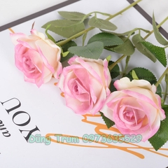 Hoa Hồng Giả Trang Trí Cắm Lọ Hoa Chất Liệu Vải Lụa Thân Lõi Sắt Bọc Nhựa