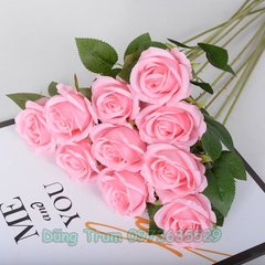 Hoa Hồng Giả Trang Trí Cắm Lọ Hoa Chất Liệu Vải Lụa Thân Lõi Sắt Bọc Nhựa