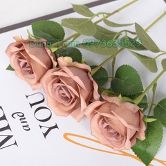 Hoa Hồng Giả Trang Trí Cắm Lọ Hoa Chất Liệu Vải Lụa Thân Lõi Sắt Bọc Nhựa