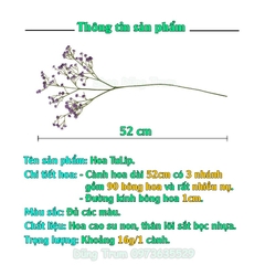 Cành hoa giả trang trí, hoa Gypsophila 3 nhánh lớn cao 52cm cắm lọ hoa