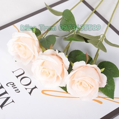 Hoa Hồng Giả Trang Trí Cắm Lọ Hoa Chất Liệu Vải Lụa Thân Lõi Sắt Bọc Nhựa