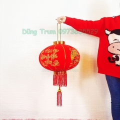 Đèn Lồng Đỏ Vải Nhung treo Tết chữ Chúc Mừng Năm Mới Vạn Sự Như Ý đủ kích thước