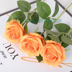 Hoa Hồng Giả Trang Trí Cắm Lọ Hoa Chất Liệu Vải Lụa Thân Lõi Sắt Bọc Nhựa