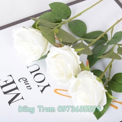 Hoa Hồng Giả Trang Trí Cắm Lọ Hoa Chất Liệu Vải Lụa Thân Lõi Sắt Bọc Nhựa