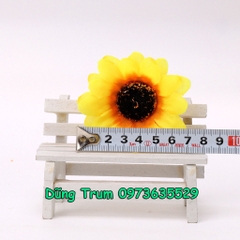 Hoa hướng dương đầu bông đường kính 7cm vải lụa trang trí phụ kiện
