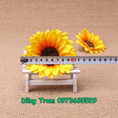 Đầu bông Hoa hướng dương đường kính 11cm vải lụa trang trí cắm hoa