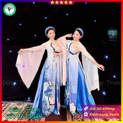 Trang phục múa đương đại họa tiết chim hạc xanh siêu đẹp