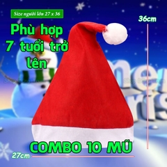 Combo 10 Mũ Noel Vải Nỉ Mỏng Hóa Trang Noel