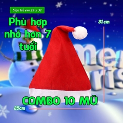 Combo 10 Mũ Noel Vải Nỉ Mỏng Hóa Trang Noel