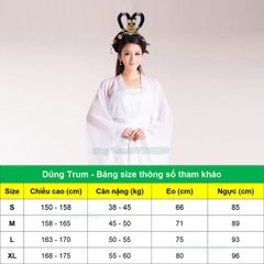 Trang phục Hằng Nga trắng tay rộng, trang phục Tiên Nữ hóa trang cổ trang siêu đẹp