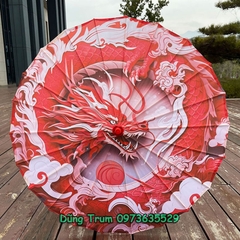 Ô Cổ Trang vải lụa đường kính 82cm họa tiết sắc nét dùng trang trí biểu diễn