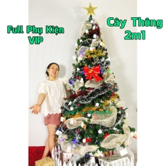 Cây Thông NOEL 2m1 Tán Rộng Đầy Đủ Phụ Kiện Trang Trí Giáng Sinh Ấm Áp