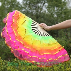 Quạt múa sắc màu nhiều tầng, quạt múa khiêu vũ tua rua
