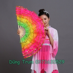 Quạt múa sắc màu nhiều tầng, quạt múa khiêu vũ tua rua