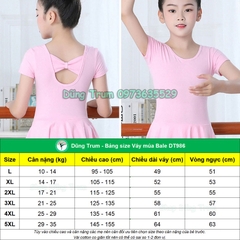 Váy múa bale chất cotton co giãn 4 chiều và thấm hút mồ hôi cực tốt cho bé DT986
