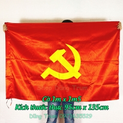 Cờ Đảng vải Sa Tanh chịu nắng mưa tốt đầy đủ kích thước