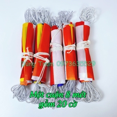 Cờ dây Phật Giáo, cờ Phật Đản vải Satanh chịu nắng mưa loại 8m 20 lá cờ