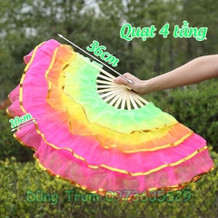 Quạt múa sắc màu nhiều tầng, quạt múa khiêu vũ tua rua