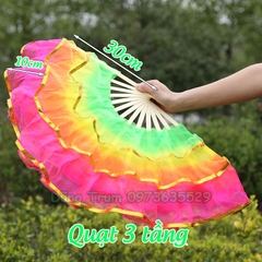 Quạt múa sắc màu nhiều tầng, quạt múa khiêu vũ tua rua