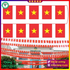 Cờ dây sao cờ đỏ sao vàng treo trang trí vải Satanh chịu năng mưa