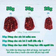 Bông cổ vũ bum cổ động xù bông tua hoạt náo viên đủ màu sắc và kích thước