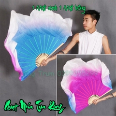 Quạt tua rộng múa văn nghệ kết hợp 1 mặt xanh 1 mặt hồng