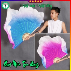 Quạt tua rộng múa văn nghệ kết hợp 1 mặt xanh 1 mặt hồng