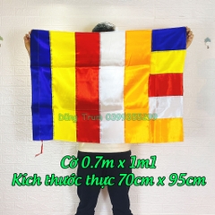 Cờ Phật Giáo Cờ Phật Đản vải SaTanh chịu nắng mưa đầy đủ kích thước