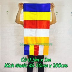 Cờ Phật Giáo Cờ Phật Đản vải SaTanh chịu nắng mưa đầy đủ kích thước