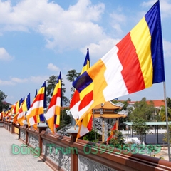 Cờ Phật Giáo Cờ Phật Đản vải SaTanh chịu nắng mưa đầy đủ kích thước