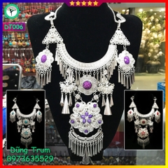 Kiềng tua dân tộc mặt lớn, vòng cổ dài phụ kiện hầu đồng DT006