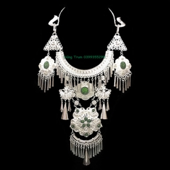 Kiềng tua dân tộc mặt lớn, vòng cổ dài phụ kiện hầu đồng DT006