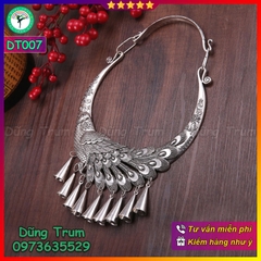 Kiềng cổ họa tiết chim công, vòng cổ dân tộc phụ kiện hầu đồng DT007
