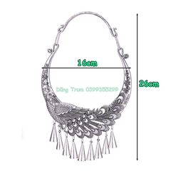 Kiềng cổ họa tiết chim công, vòng cổ dân tộc phụ kiện hầu đồng DT007