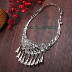 Kiềng cổ họa tiết chim công, vòng cổ dân tộc phụ kiện hầu đồng DT007