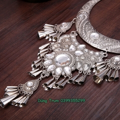 Vòng cổ dân tộc mặt dây chuyền, kiềng cổ dài hầu đồng hầu giá DT010