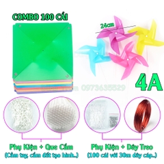 [Sỉ SLL] COMBO 100 Chong Chóng nhựa đủ màu đầy đủ phụ kiện dây treo, que cắm